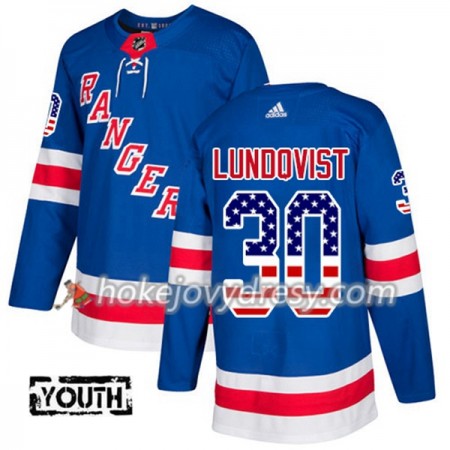 Dětské Hokejový Dres New York Rangers Henrik Lundqvist 30 2017-2018 USA Flag Fashion Modrá Adidas Authentic